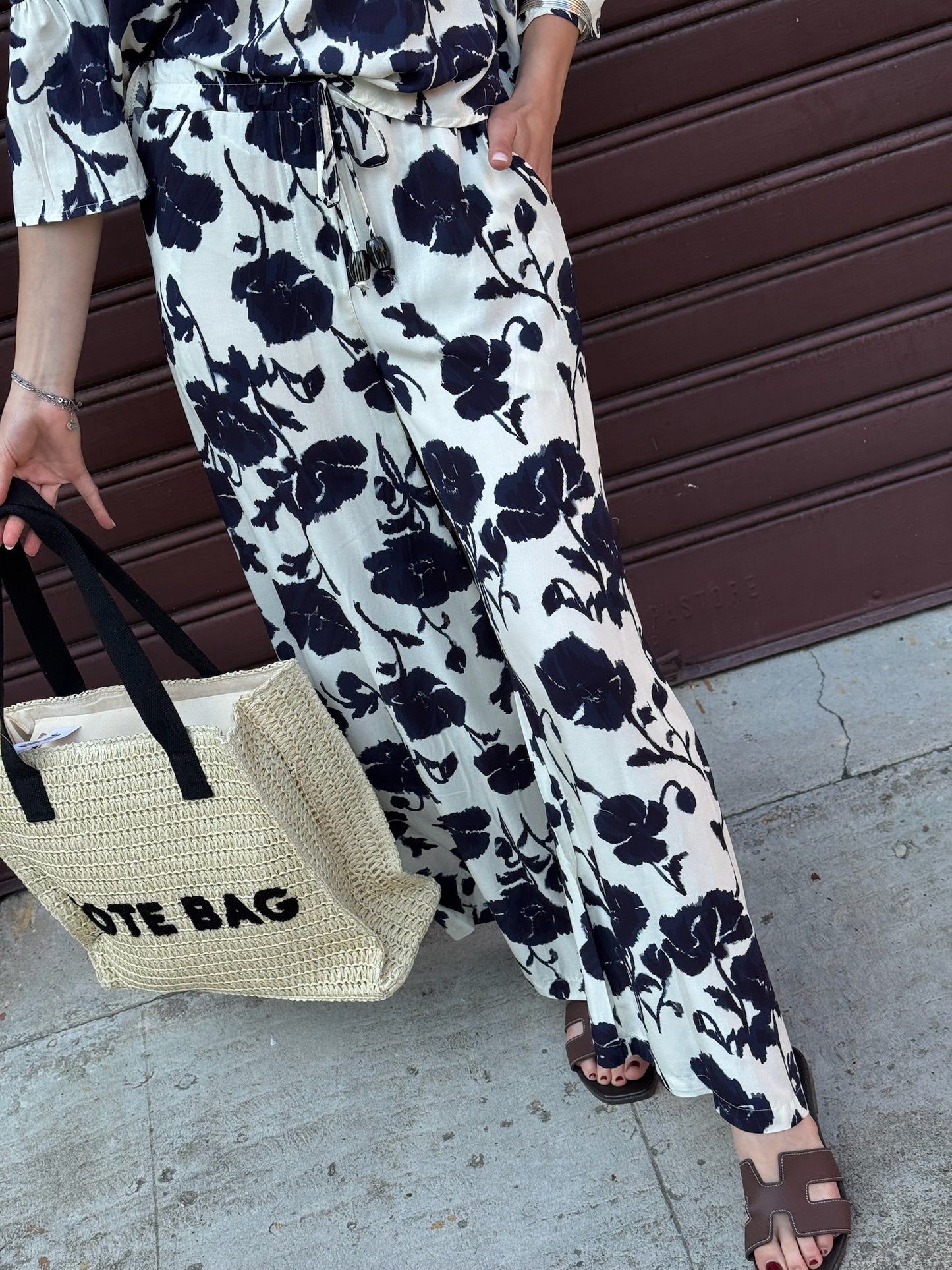 PANTALONE GAMBA AMPIA FANTASIA B/N