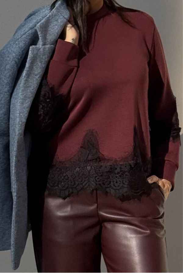 FELPA CON PIZZO SUL FONDO