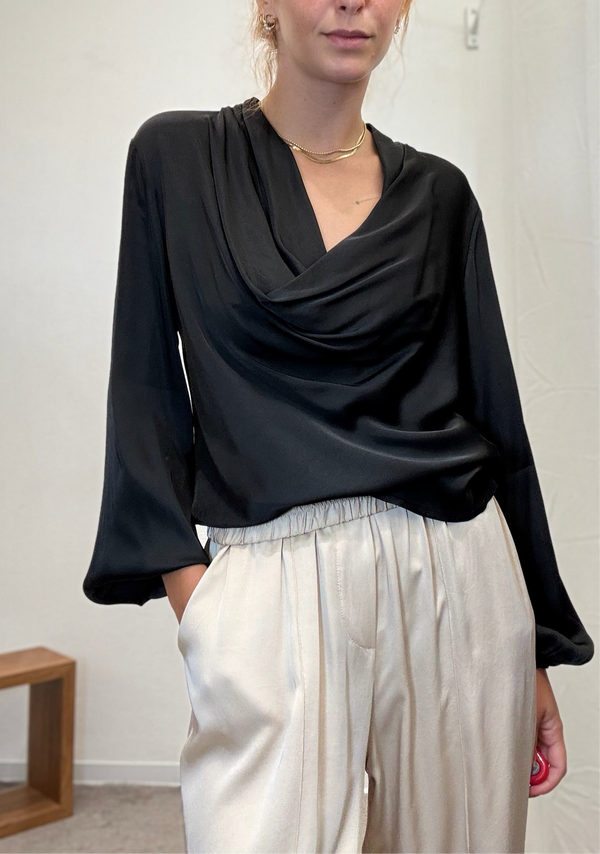 BLUSA COLLO SCIALLATO VISCOSA