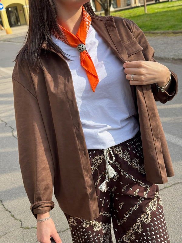 CAMICIA IN SUEDE CON TASCA