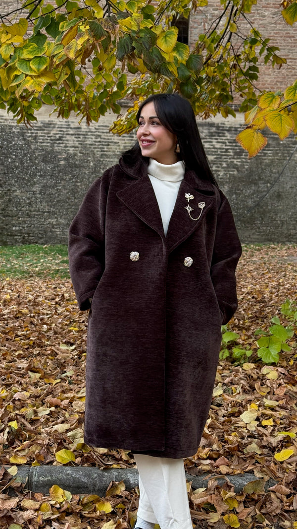 CAPPOTTO LUNGO IN NEOPRENE C/SPILLE