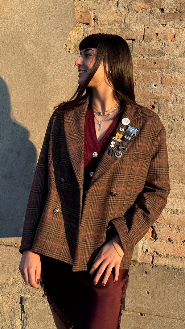 GIACCA D/PETTO CHECK C/SPILLE