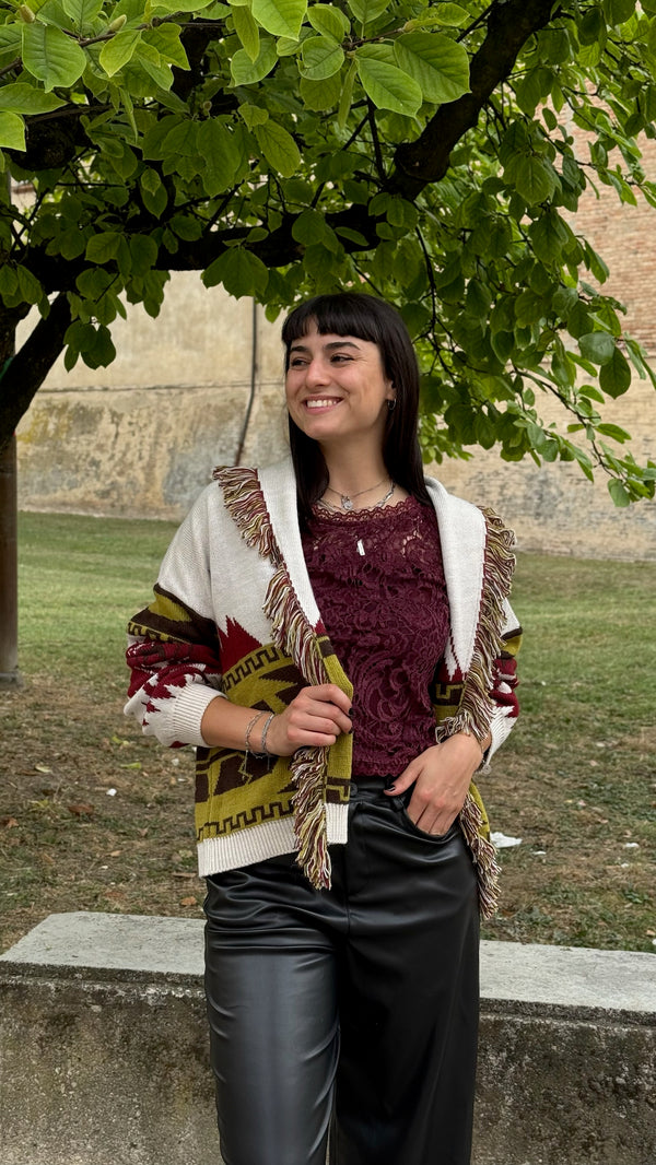 CARDIGAN FANTASIA CON FRANGE