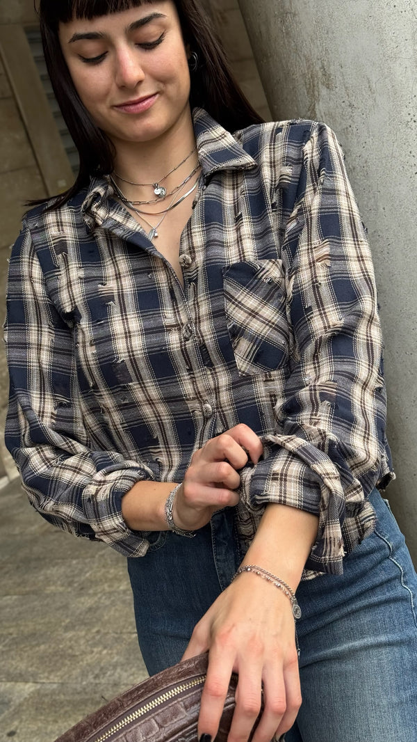 CAMICIA CHECK TESSUTO CON ROTTURE