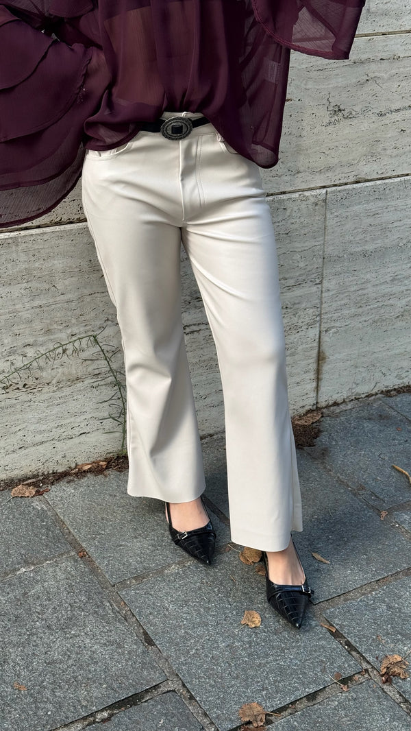 PANTALONE ECOPELLE CON CINTURA