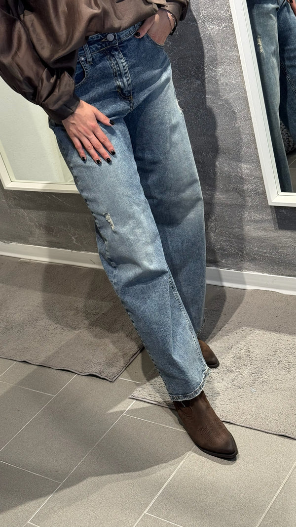 JEANS PALAZZO CON MICRO ROTTURE-BOSTON