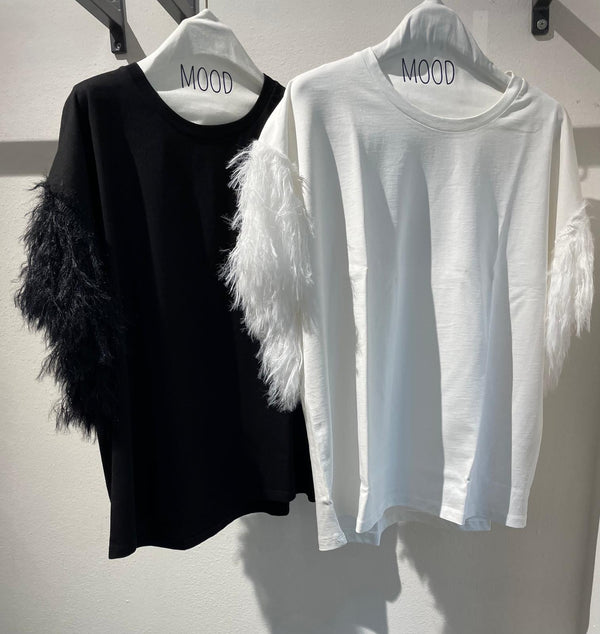 T-SHIRT COTONE CON PIUME