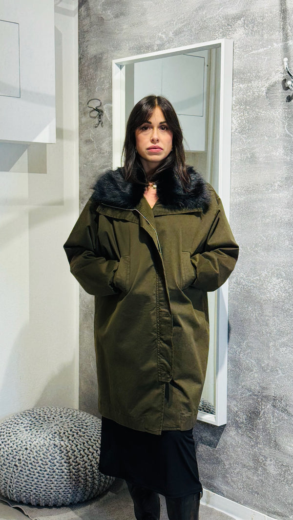 CAPPOTTO PARKA COLLO ECOPELLICCIA