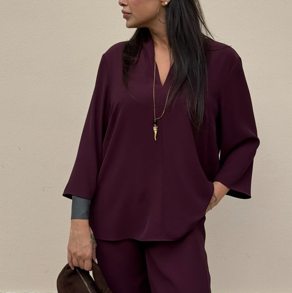 BLUSA SCOLLO V TESSUTO FLUIDO