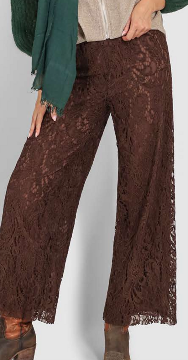 PANTALONE PALAZZO IN PIZZO DOPPIATO