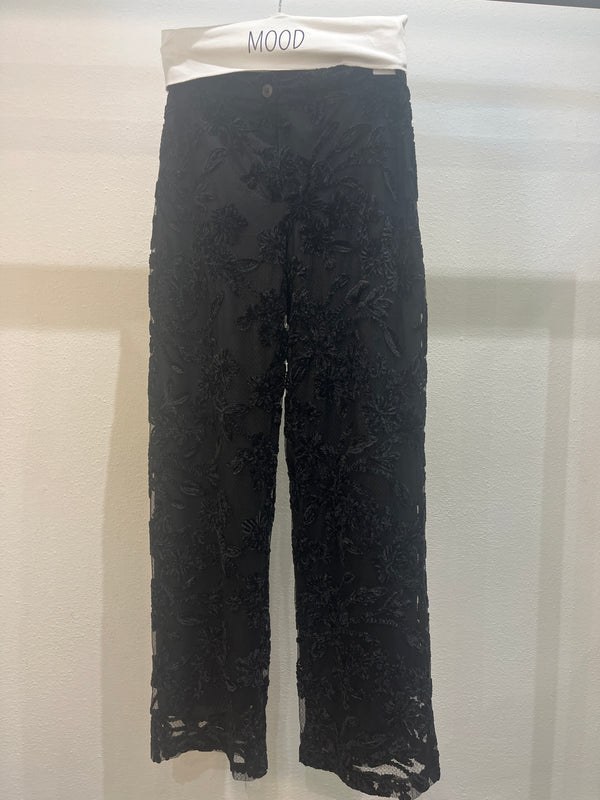 PANTALONE PALAZZO IN PIZZO DEVORE'