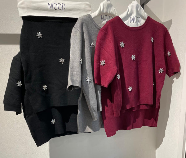 COMPLETO IN MAGLIA CON APPLICAZIONI + GONNA
