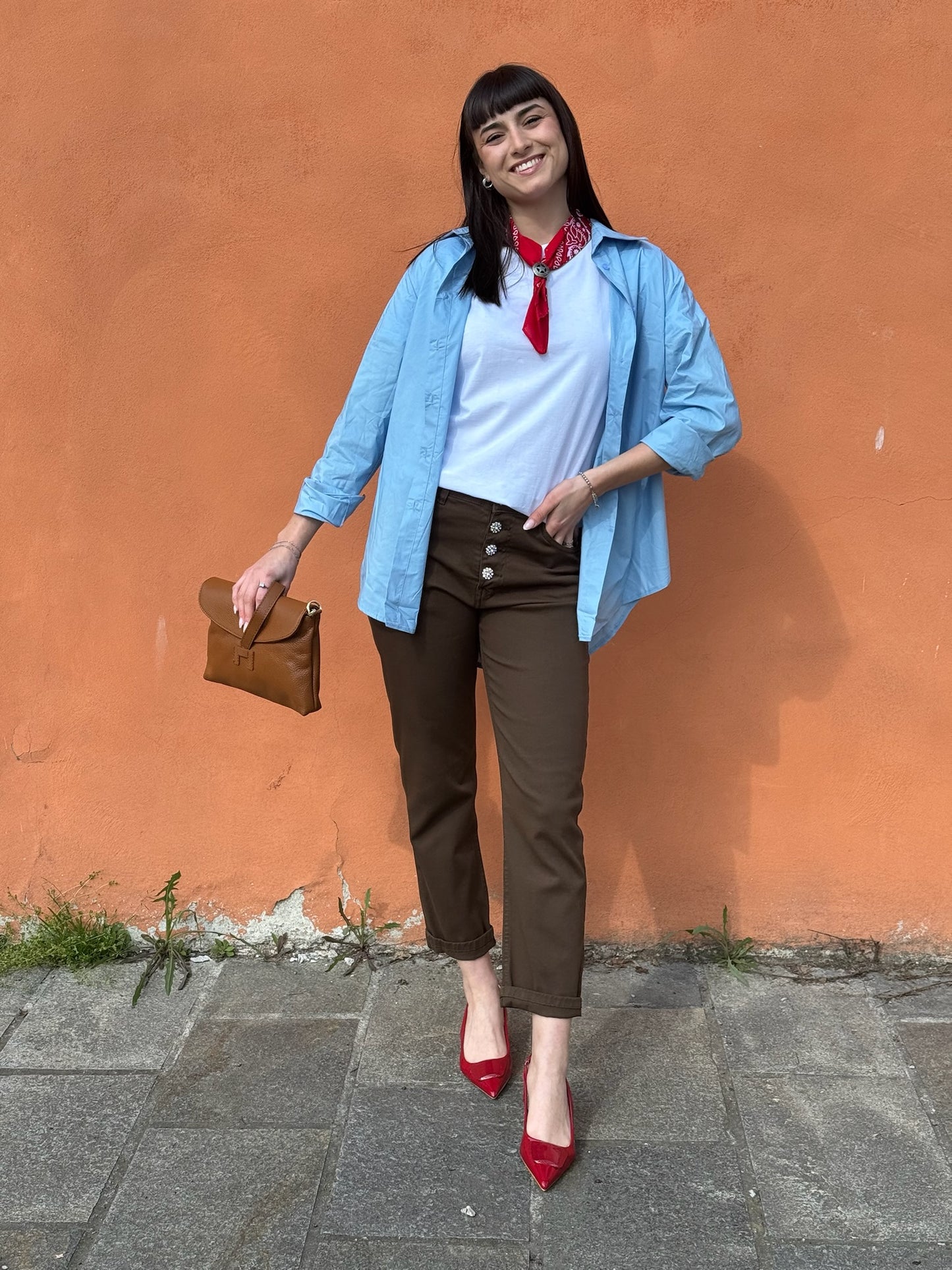 JEANS COLORATO BOTTONE GIOIELLO
