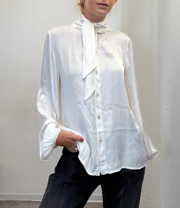 CAMICIA SETA VISCOSA CON FIOCCO
