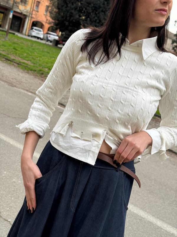 MAGLIA TRECCE CON CAMICIA