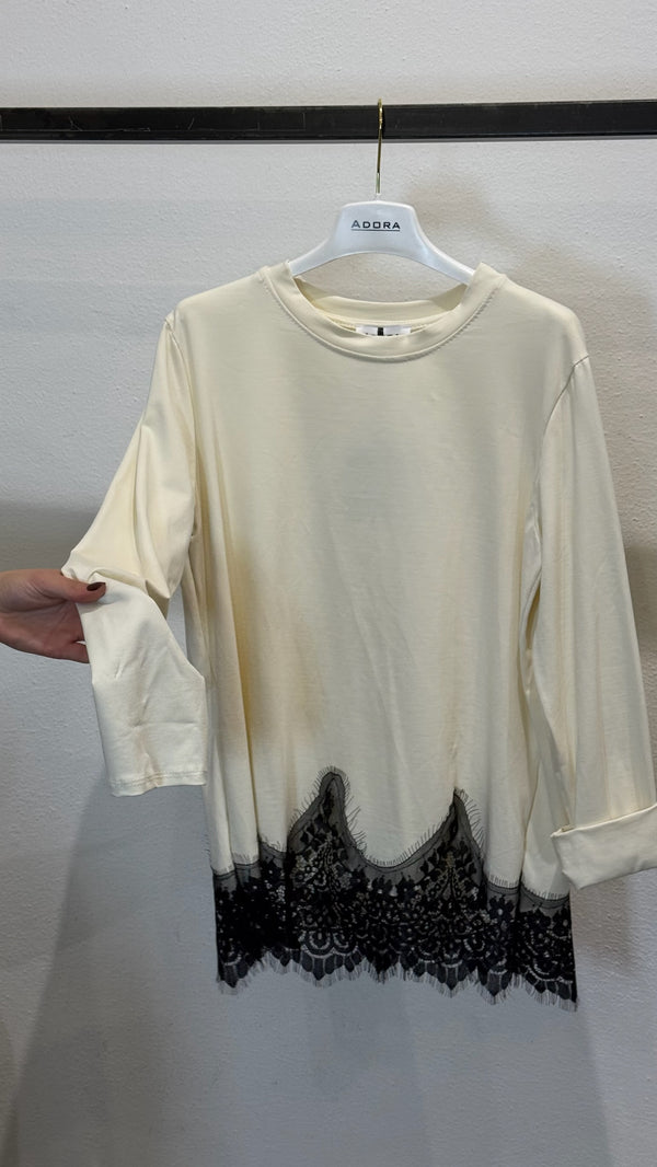 T-SHIRT MANICA LUNGA CON PIZZO