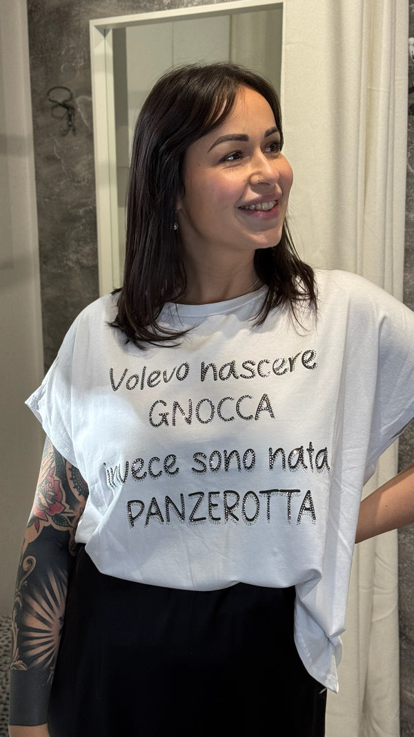 T-SHIRT SCRITTA - VOLEVO NASCERE GNOCCA ...