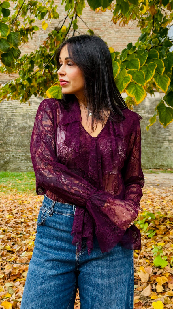 CAMICIA FIOCCO IN PIZZO