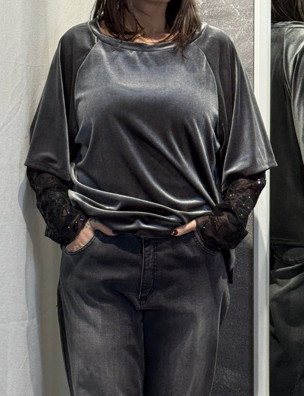 MAGLIA CINIGLIA C/MANICA PAILLETTES