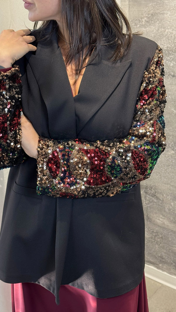 GIACCA BLAZER CON MANICA IN PAILLETTES