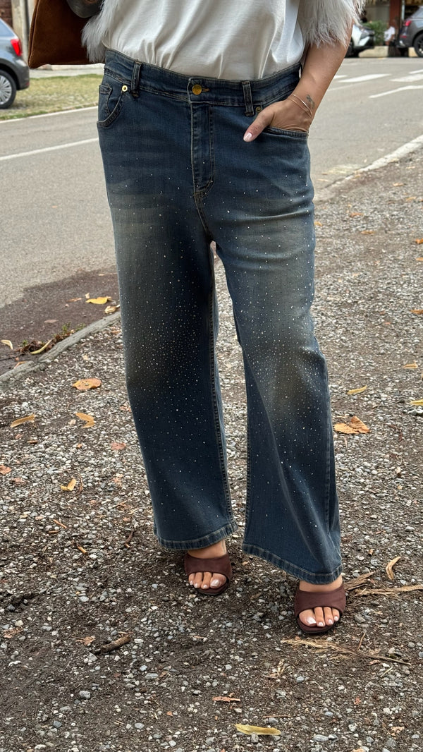 JEANS ELASTICIZZATO DRITTO C/STRASS-STELLA