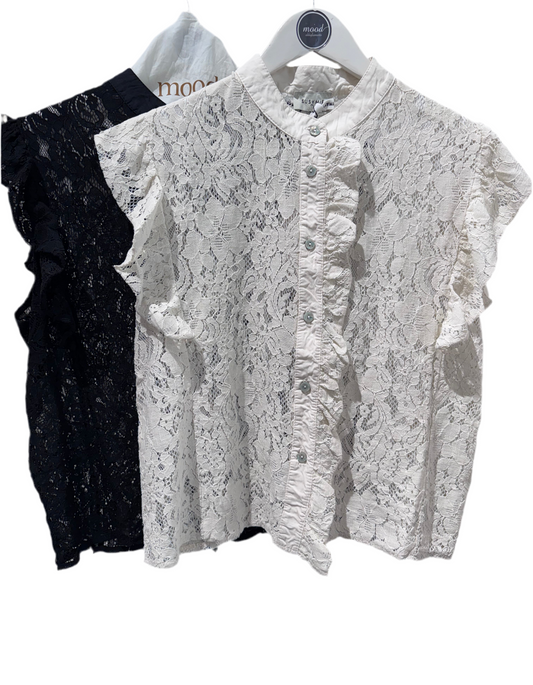 CAMICIA CROP IN PIZZO CON ROUCHES