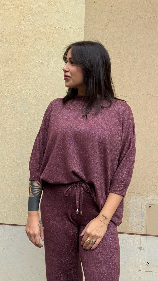 MAGLIA GIROCOLLO M/CORTA LUREX