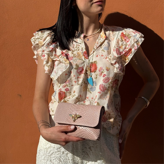 BLUSA IN MUSSOLA A FANTASIA CON ALETTA