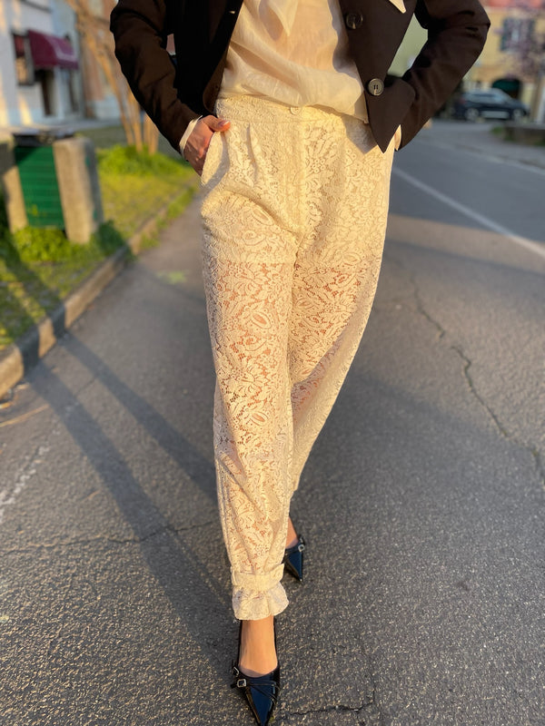 PANTALONE PIZZO CON POLSINO FONDO
