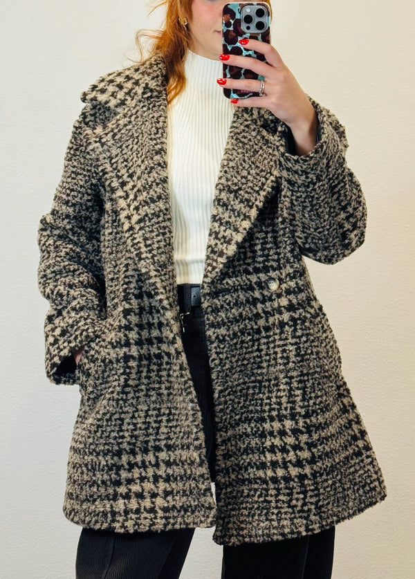 CAPPOTTO MIDI A QUADRI IN LANA