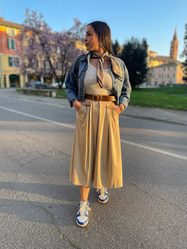 GONNA MIDI IN SUEDE CON CINTURA
