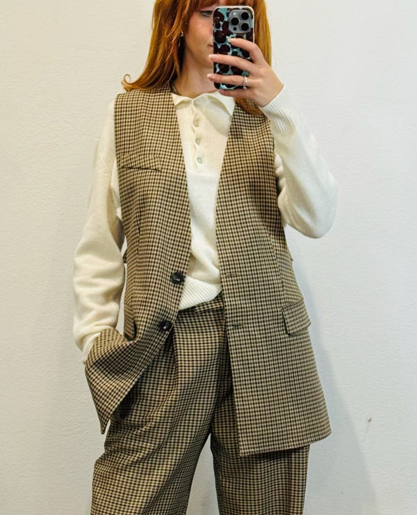 GILET LUNGO FANTASIA CHECK