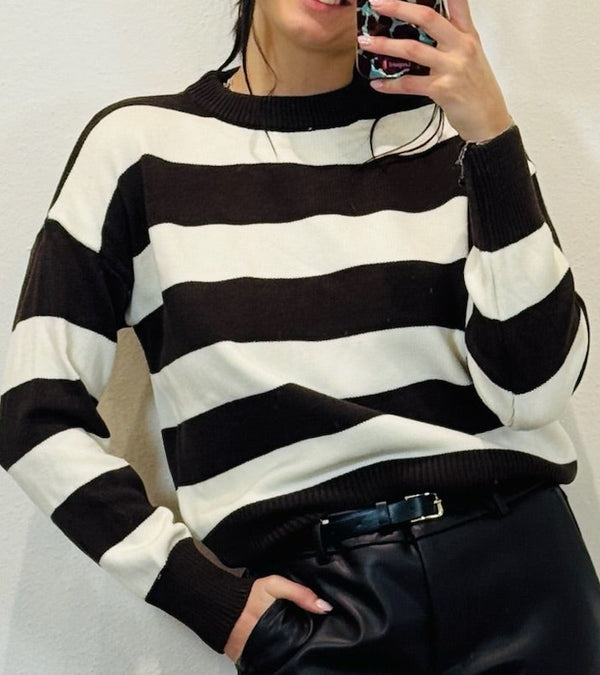 MAGLIA GIROCOLLO RIGATA