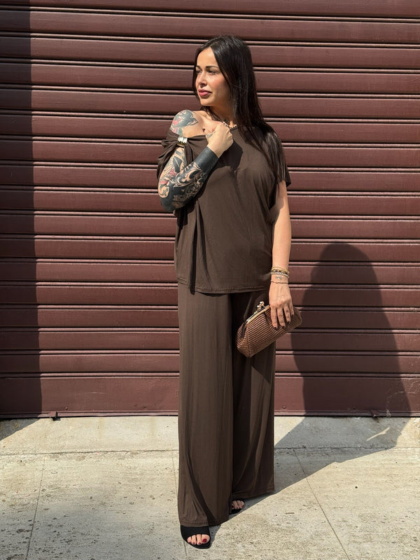 COMPLETO IN VISCOSA PANT+CASACCA C/ACCESSORIO