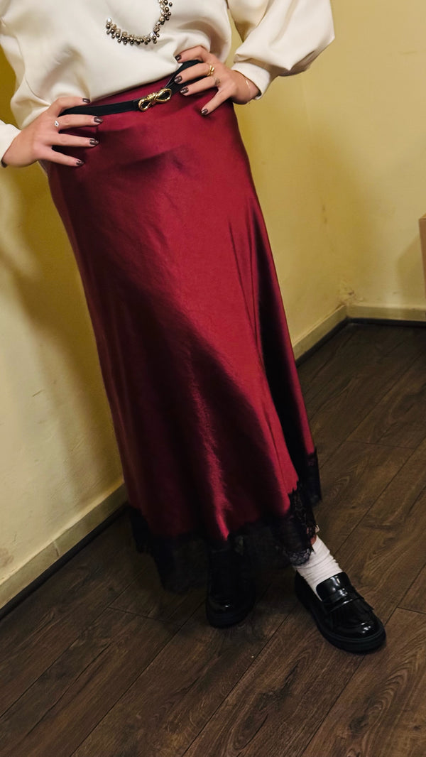 GONNA LONGUETTE PIZZO C/CINTURA