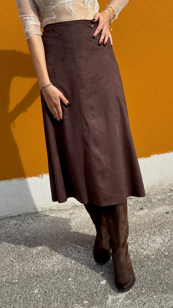 GONNA LONGUETTE SVASATA IN SUEDE