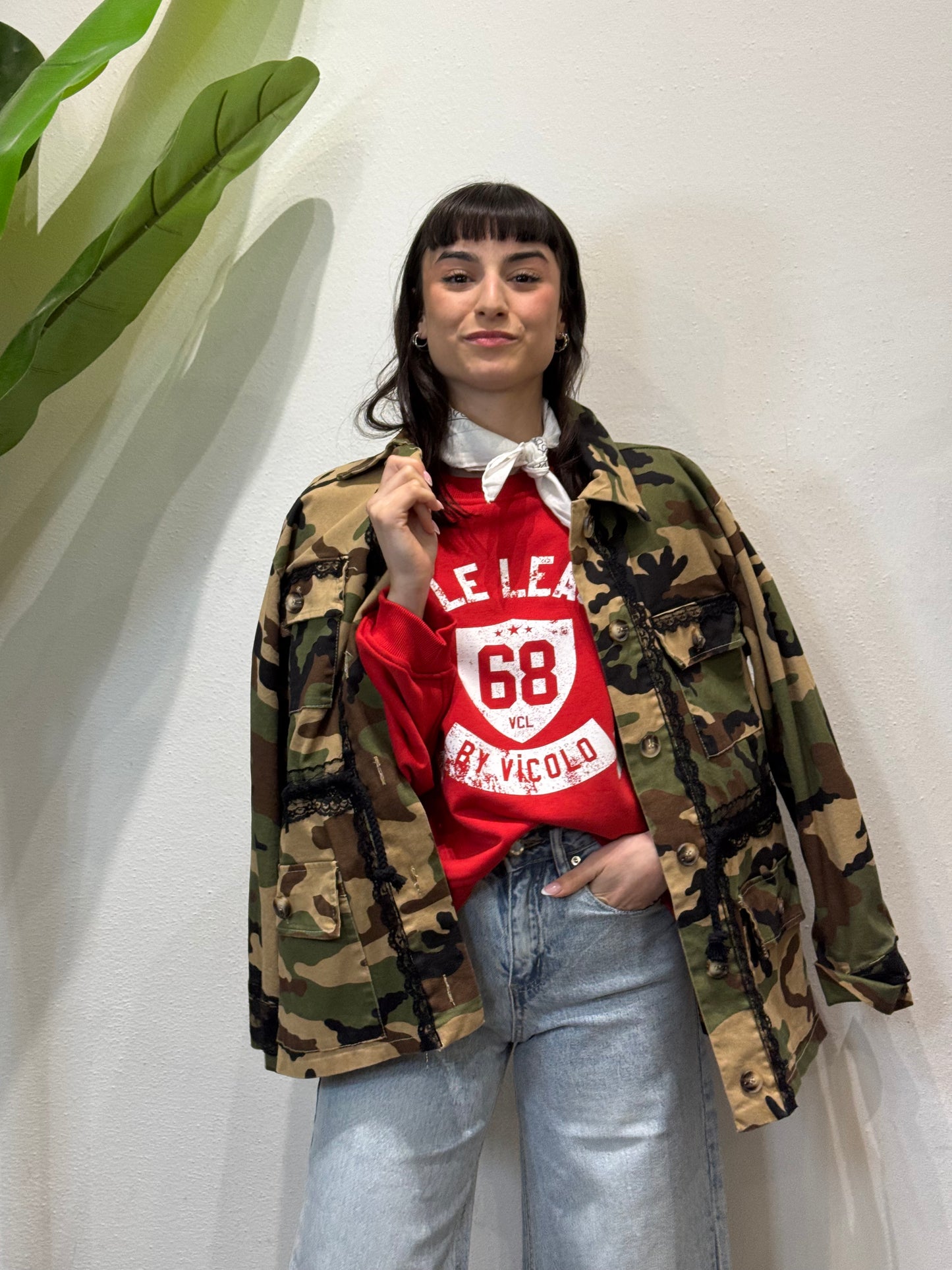 GIACCA CAMUFLAGE CON PASSAMANERIA