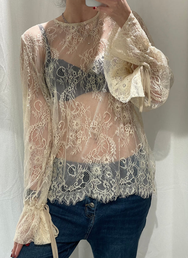 BLUSA PIZZO CON MANICA CALLA