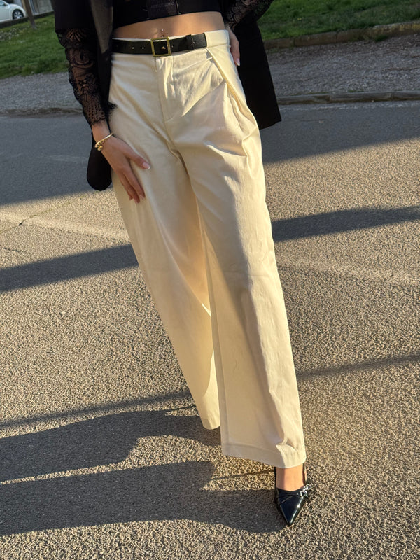 PANTALONE TELA COTONE DRITTO CON CINTURA