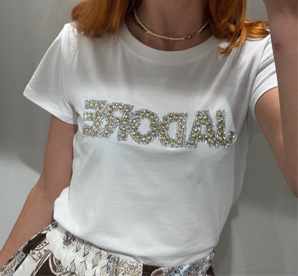 T-SHIRT CON STRASS JADORE