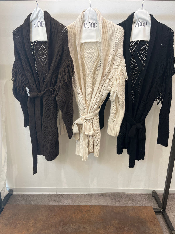 CARDIGAN FRANGE C/CINTURA