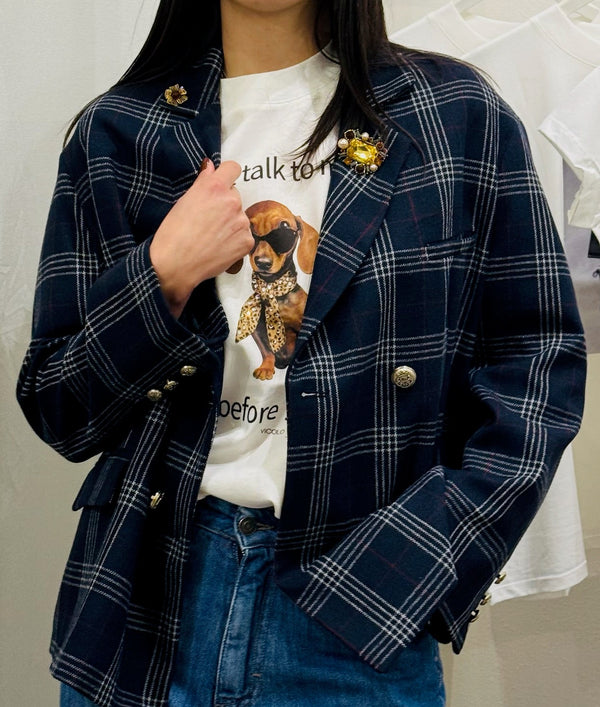 GIACCA CHECK DOPPIO PETTO C/SPILLE