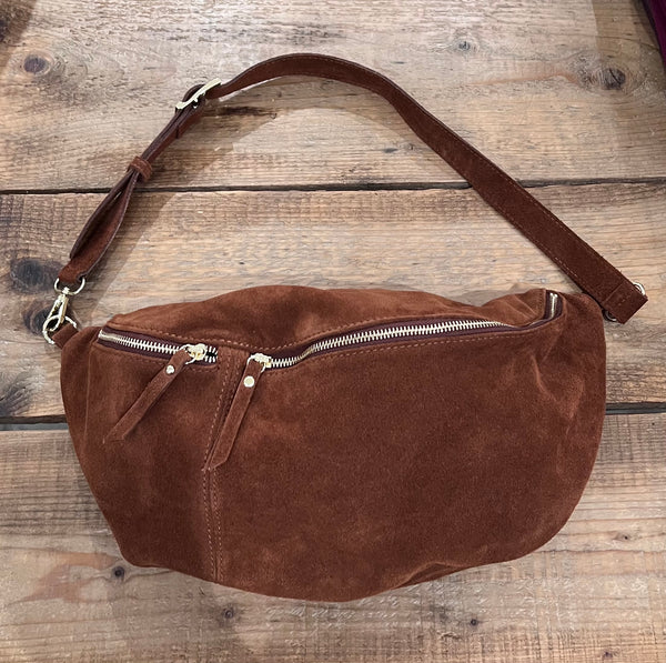 BORSA MARSUPIO C/CERNIERE IN CAMOSCIO