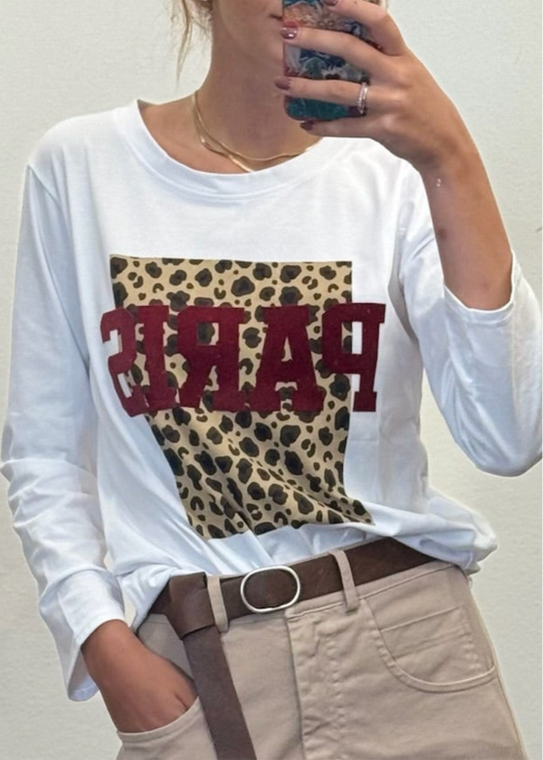 T-SHIRT STAMPA MACULATA M/LUNGA