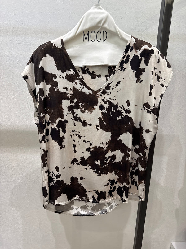 BLUSA VISCOSA SCOLLO V FANTASIA MUCCA