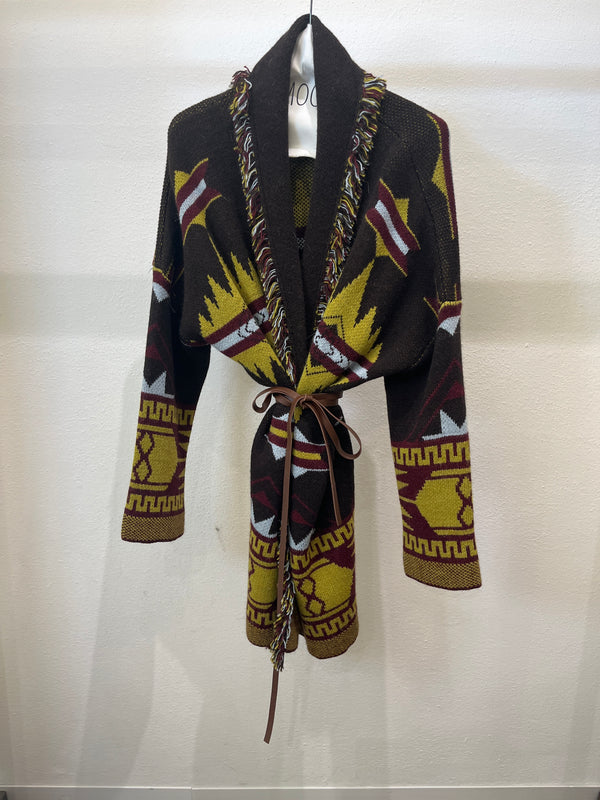 CARDIGAN FANTASIA FONDENTE CON CINTURA