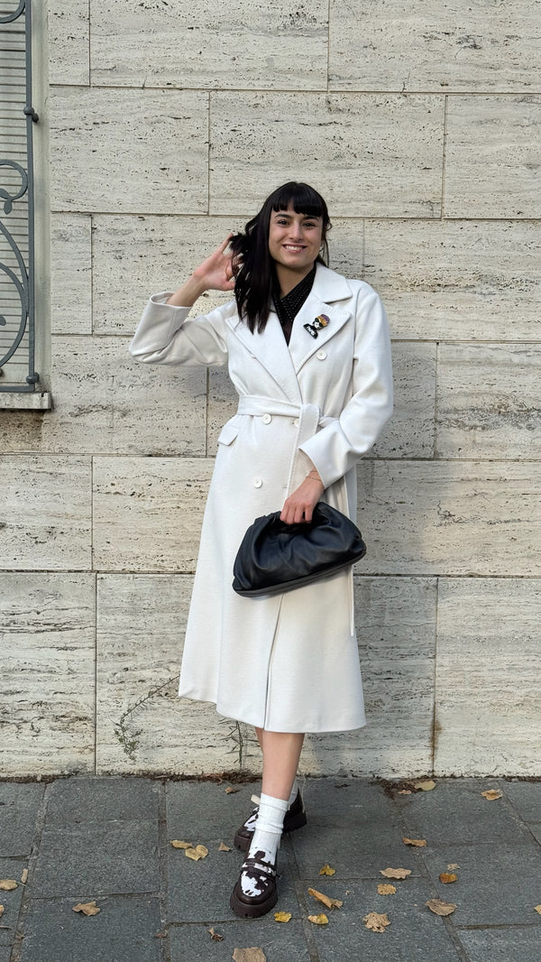 CAPPOTTO LUNGO CON CINTURA + SPILLA