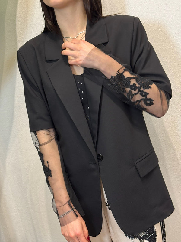 GIACCA CON MANICA TULLE RICAMO