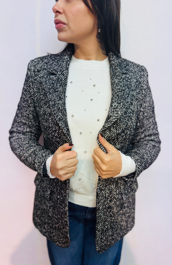 GIACCA SPINATA C/MICROPAILLETTES