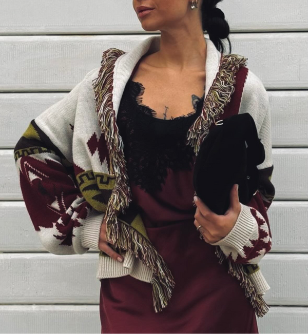 CARDIGAN FANTASIA CON FRANGE
